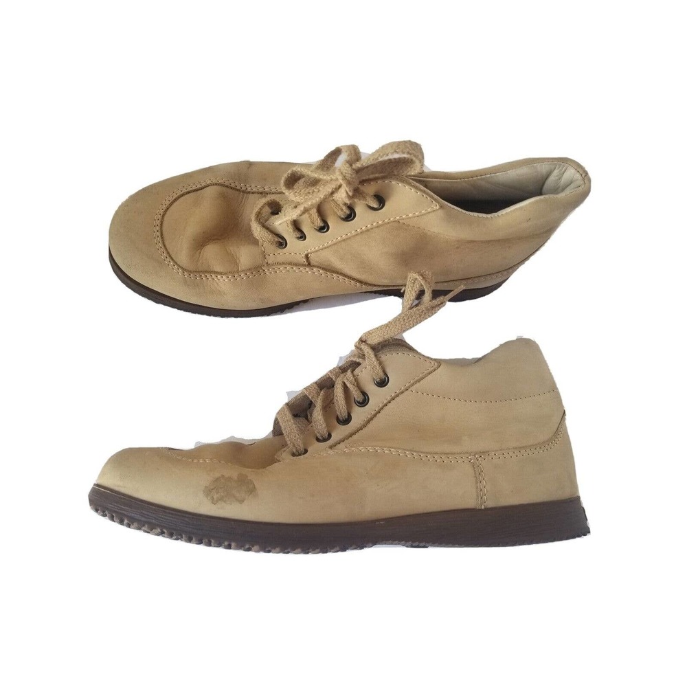 Hogan Women's US 7 Ankle Boots Suede Beige Leather Lace Up